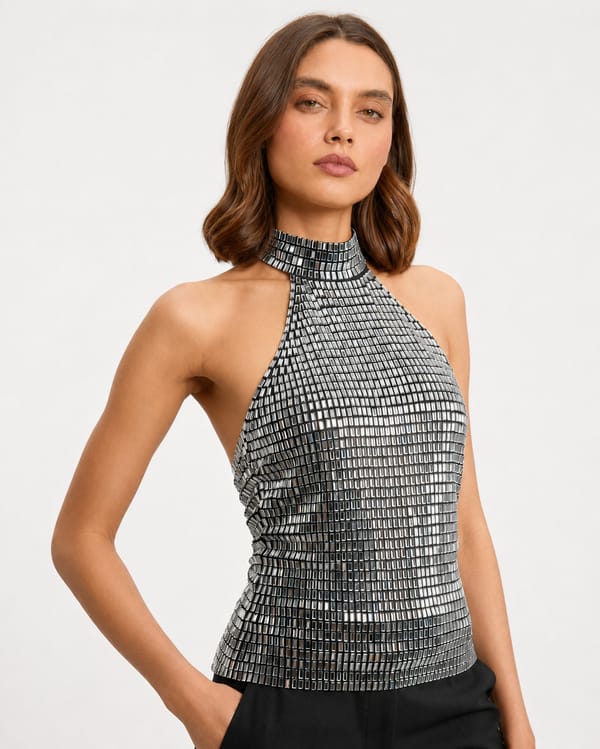 Premium Crystal Embellished Jersey Halter Top — KAREN MILLEN