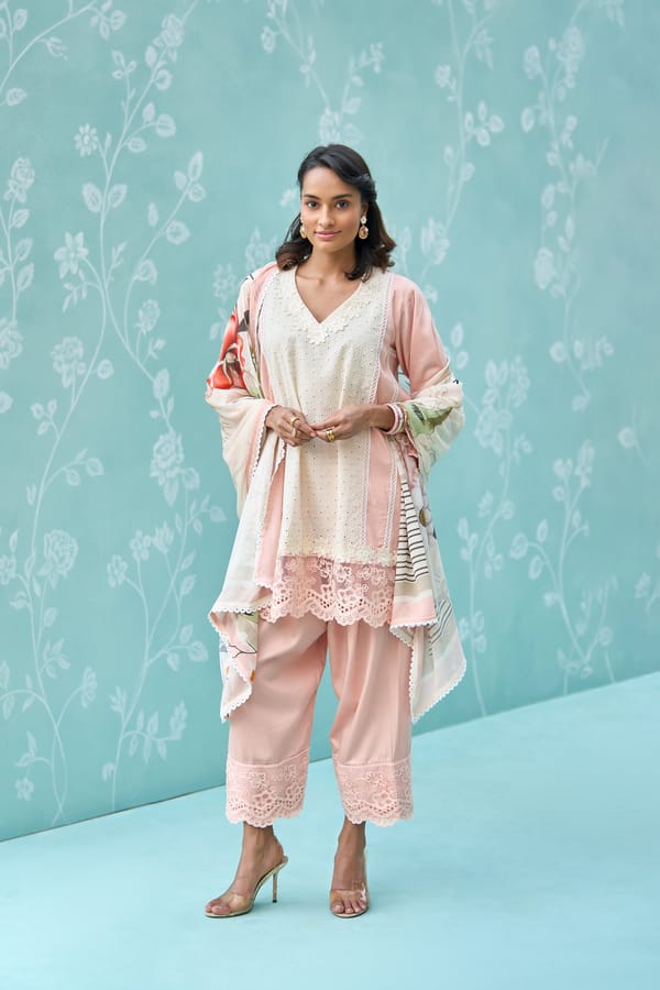 Blush Elan Kurta Set with Dupatta — Chakkraa
