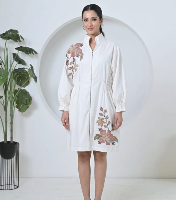 Dupion Big Flower Jacket Dress — RUCHIKA MALLIKA LABEL