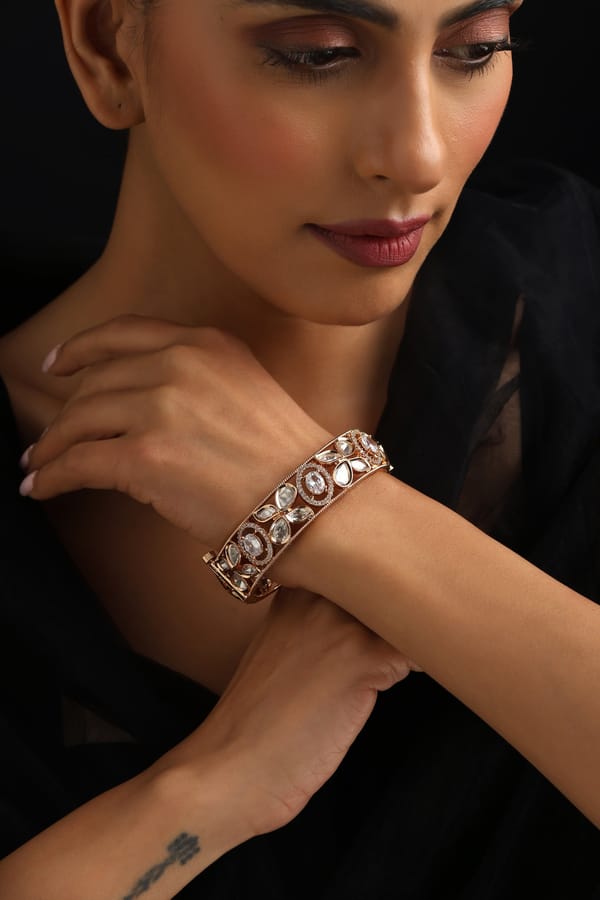 Miraaya Rose Gold Polki Kada — Swabhimann