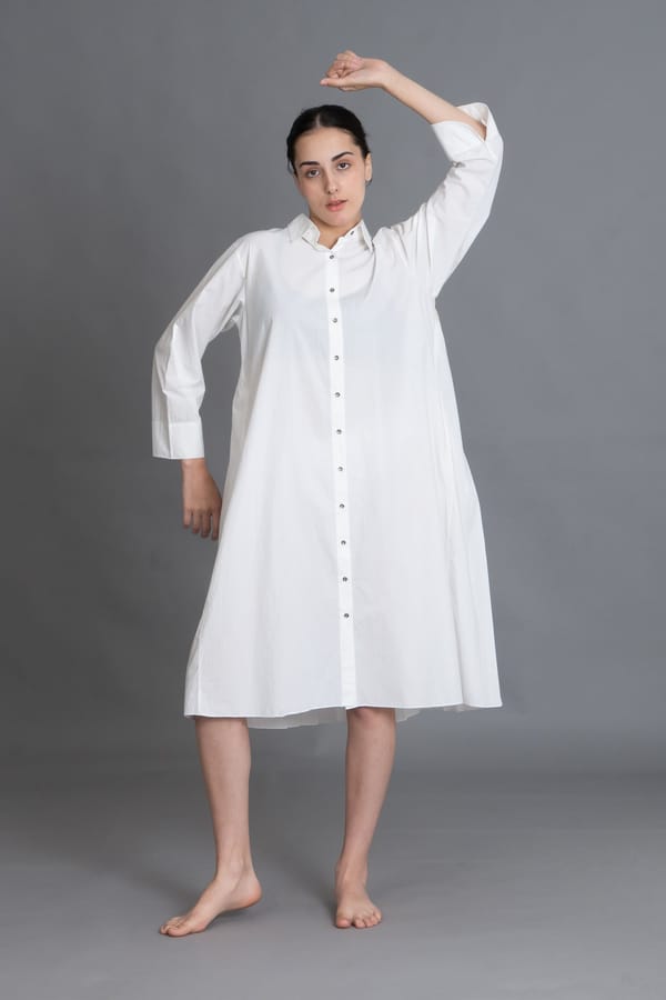 Bright white Pleated Shirt — Khat