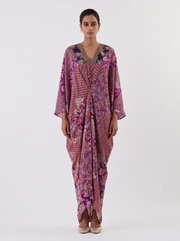 Water Glimmer Crepe Kaftan — Kavita Bhartia
