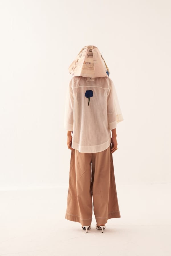 Faun Abstract Print Cotton Flared Trousers — Ofrida