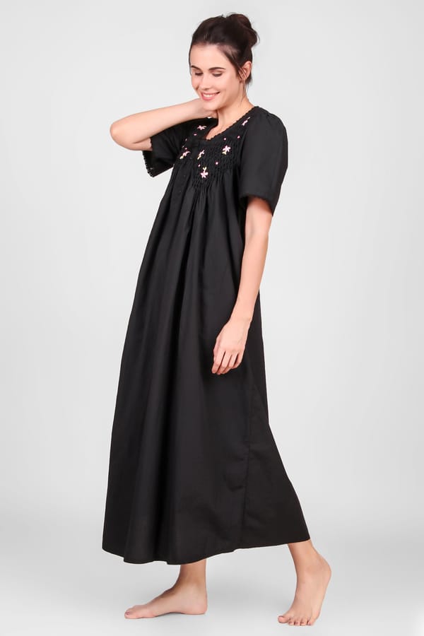 Agatha Dress with Smocking — After Dark
