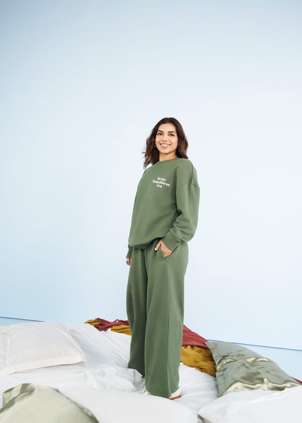 Green Oversized Cotton Terry Sweatshirt — Necesera