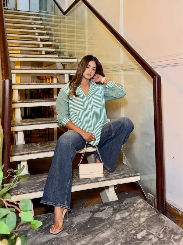 Field Green Pattern-Mix Oversized Cotton Shirt — D.Artists