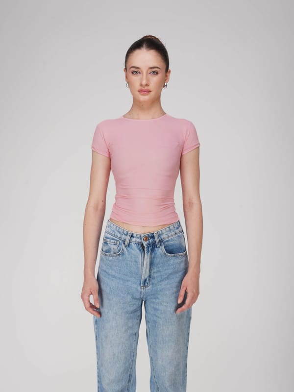 Double Layered Fitted Tee - Drift Tee (Flamingo) — Select Staples