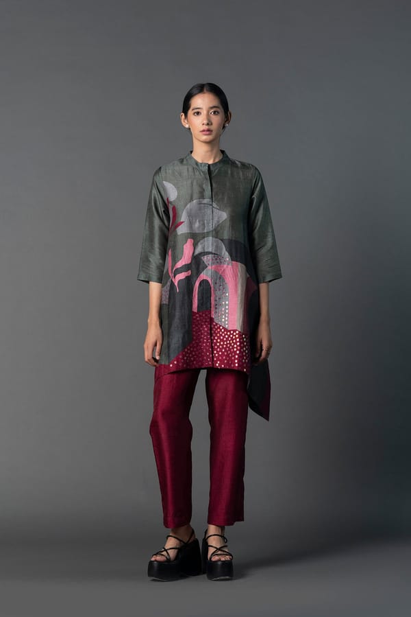 Array Gallery Hunter Green with Burgandy Coord Set — CLOS