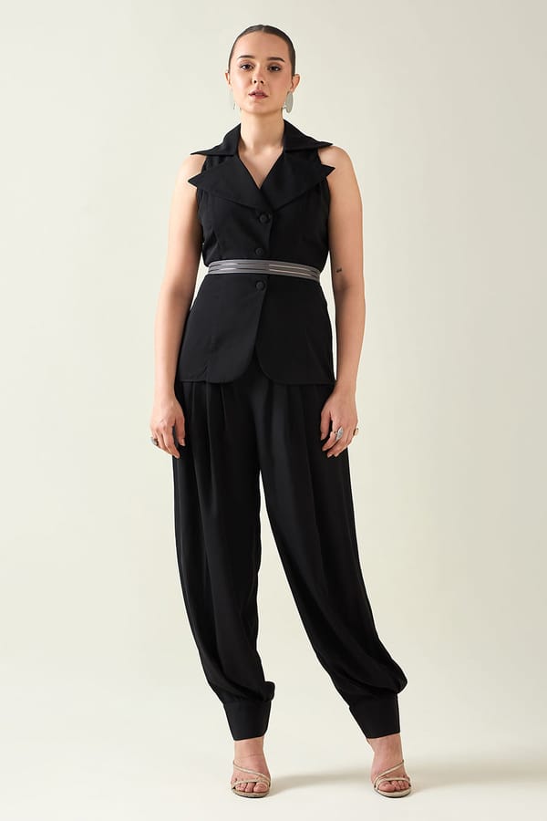 Noir Cord Set With Belt — Aakaar