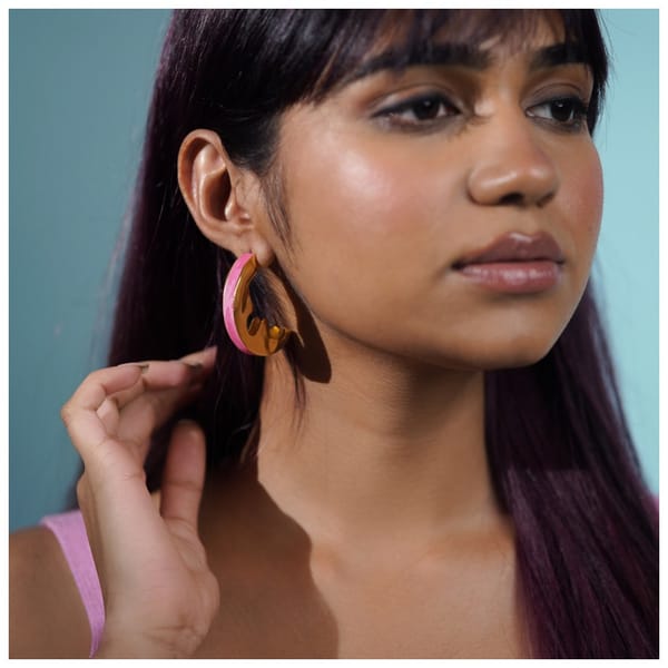 Chunky Wave Hoops Pink — Aditi Bhatt