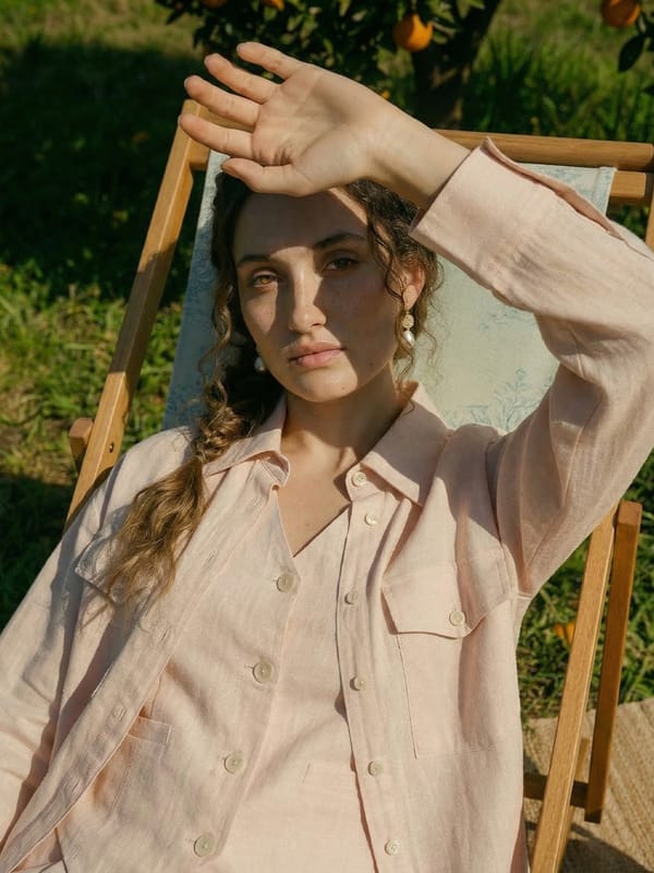 Apricot Linen Cotton-Linen Relaxed Fit Utility Shirt — HOUSE OF FETT
