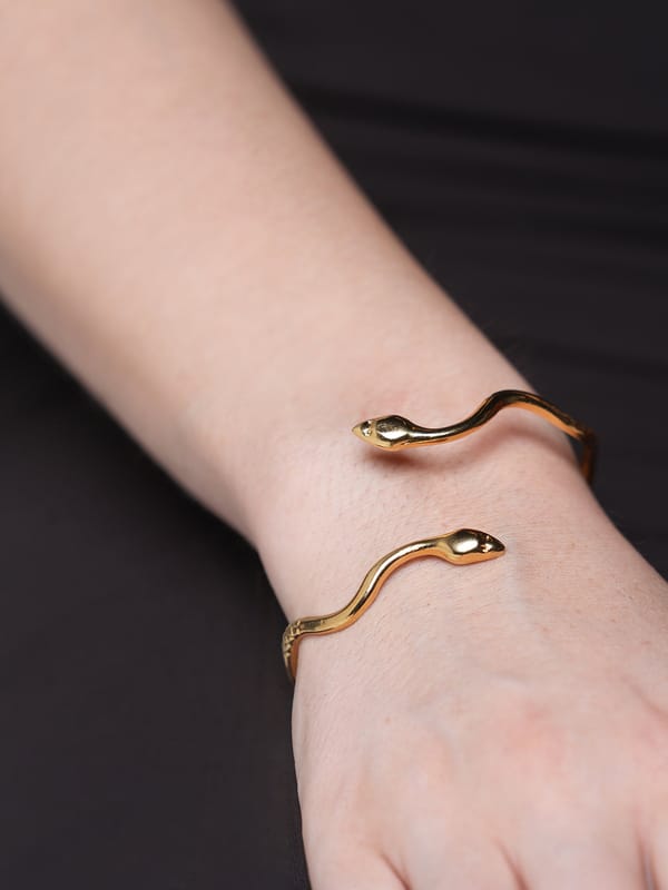 Wavy Double-Headed Snake Open Bracelet — Cao Jewellery