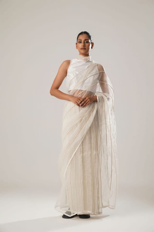 ATBW - MJ White Dori Saree — ATBW