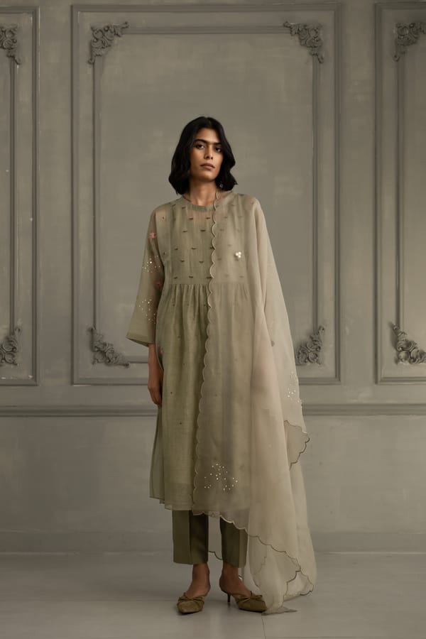 Tunic Mul Chanderi With Pants And Dupatta — Arcvsh Pallavi Singh