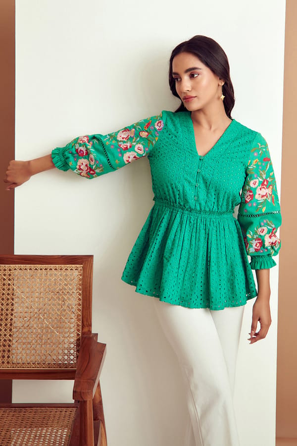 Springtime Broderie Embroidered Blouse — BOHO-CHIC