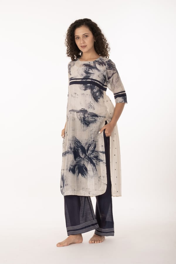 Indigo Bloom Kurta Set — Khat