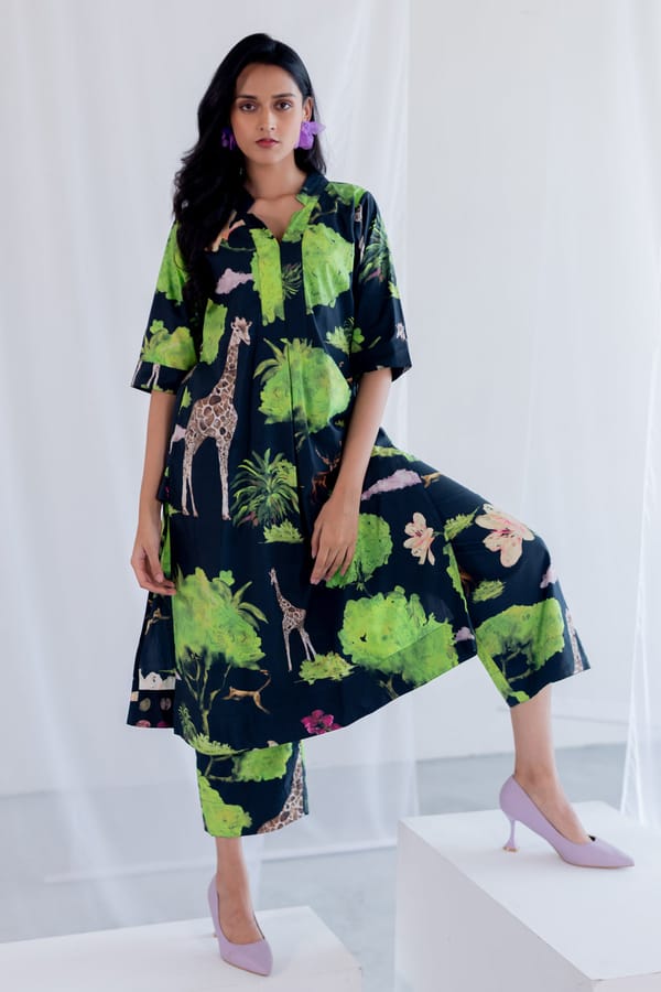 Masai Safari Poplin Kurta Co-Ord — Silai studio