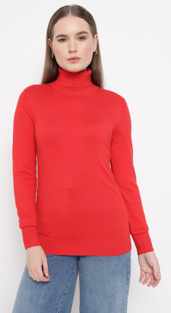 Red Turtleneck Pullover Sweater — SILVIAN HEACH