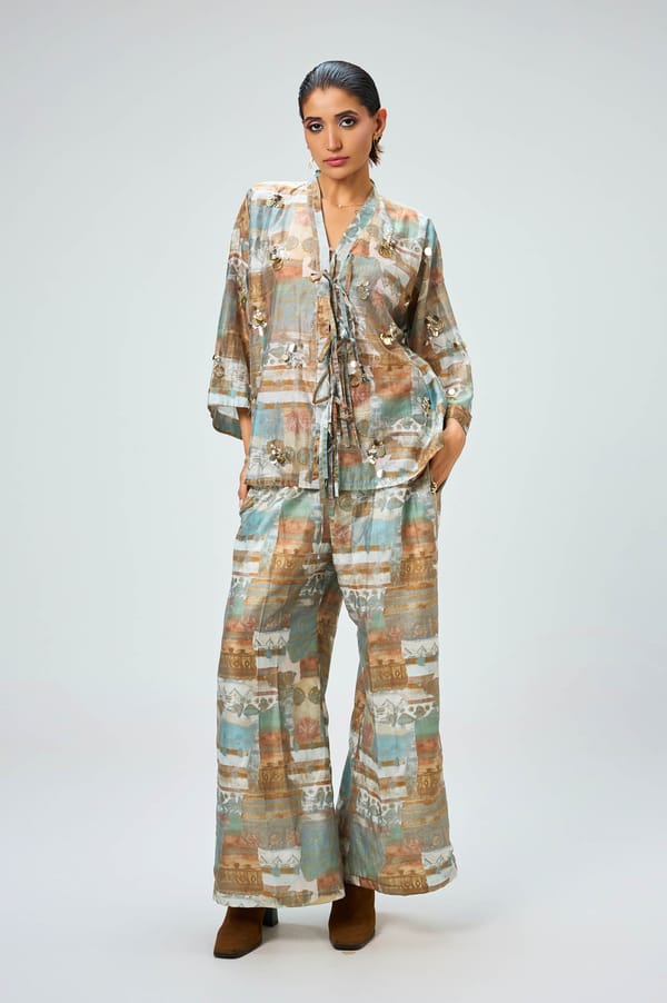 Multicolor Abstract Printed Sequin Co-ord Set — KOR