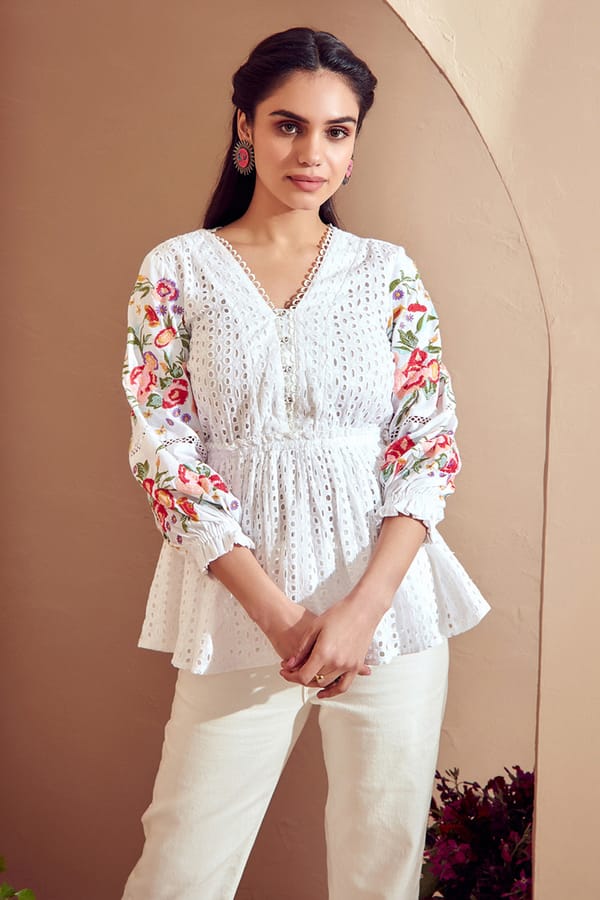 Springtime Broderie Embroidered Blouse — BOHO-CHIC