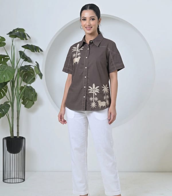 Pichwai Half Sleeves Shirt — RUCHIKA MALLIKA LABEL