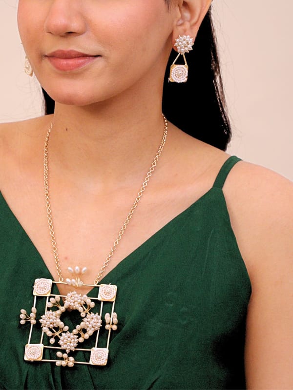 Kanaka Necklace Set with Earring Brass Gold Plated — Viana Jewels