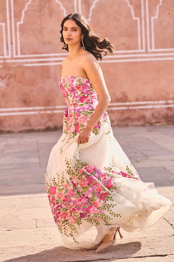 Multicolor Floral Strapless Maxi Gown — Dash and Dot