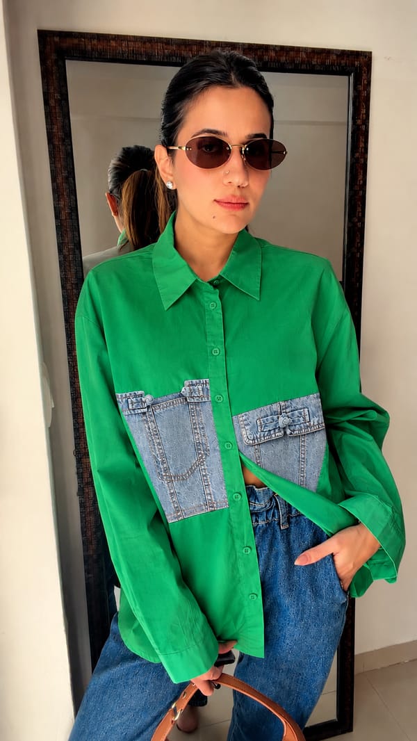 Poplin Denim Patch Shirt — CLOSET AFFAIR