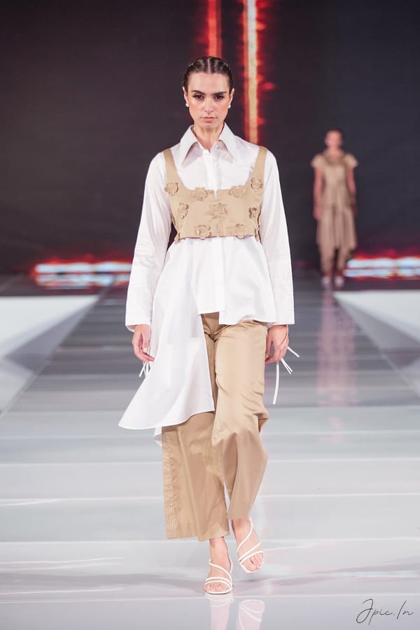 White and Beige 3-Piece Shirt and Trouser Co-ord Set — Escape By Aishwarya