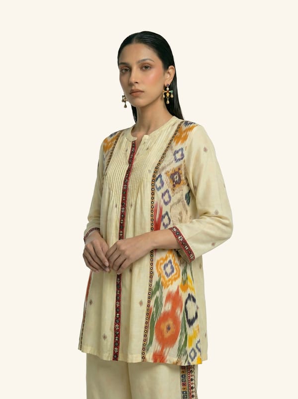 Off-White Printed Kurta and Wide-Leg Pants Co-ord Set — SAUNDH