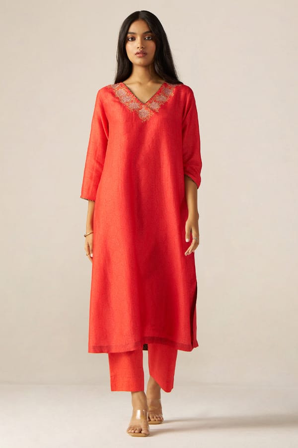 Bittersweet Red Printed Kurta and Pants Co-ord Set — Ganga Fashions Pvt Ltd