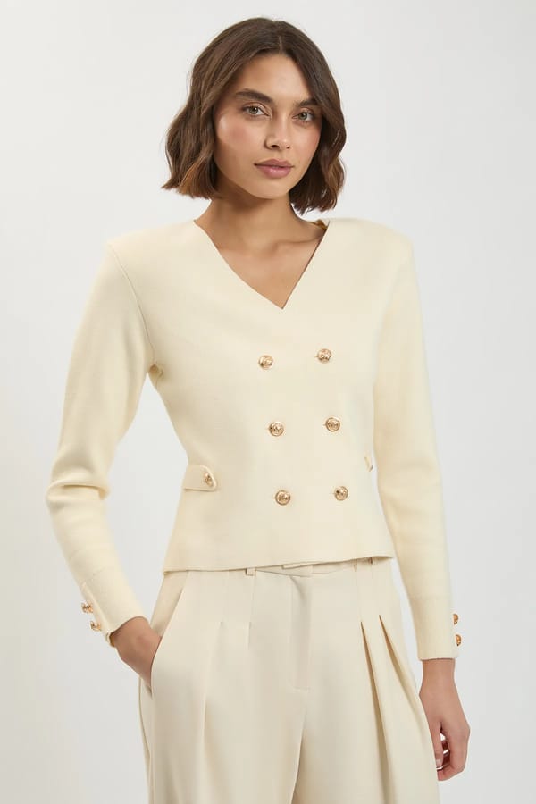 Wool Look Military Double Breasted Cardigan — KAREN MILLEN