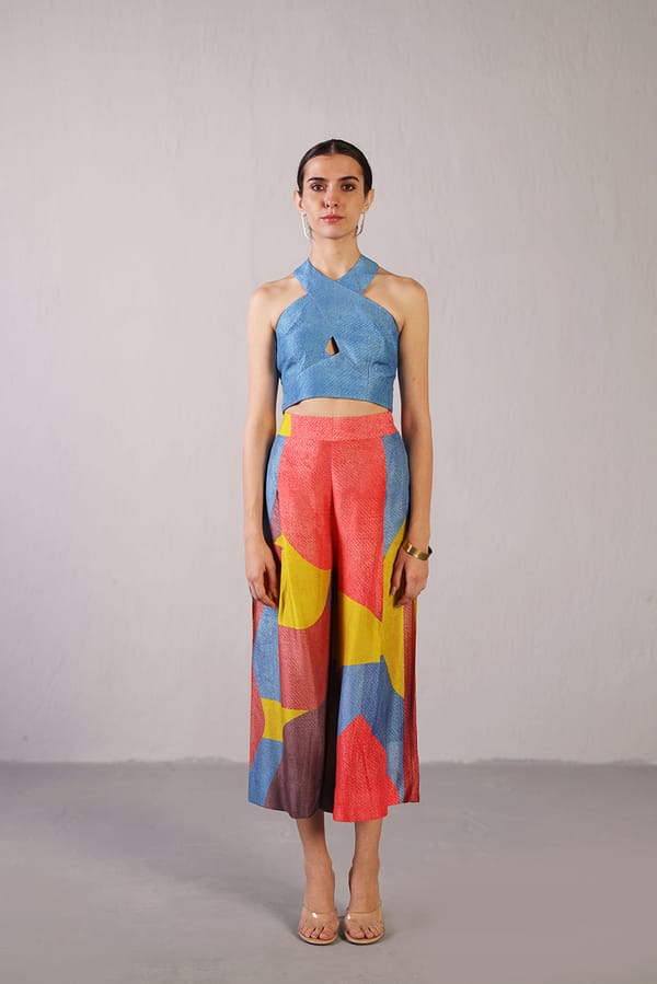 Patch Coral Red & Blue Co-Ord Set — CLOS