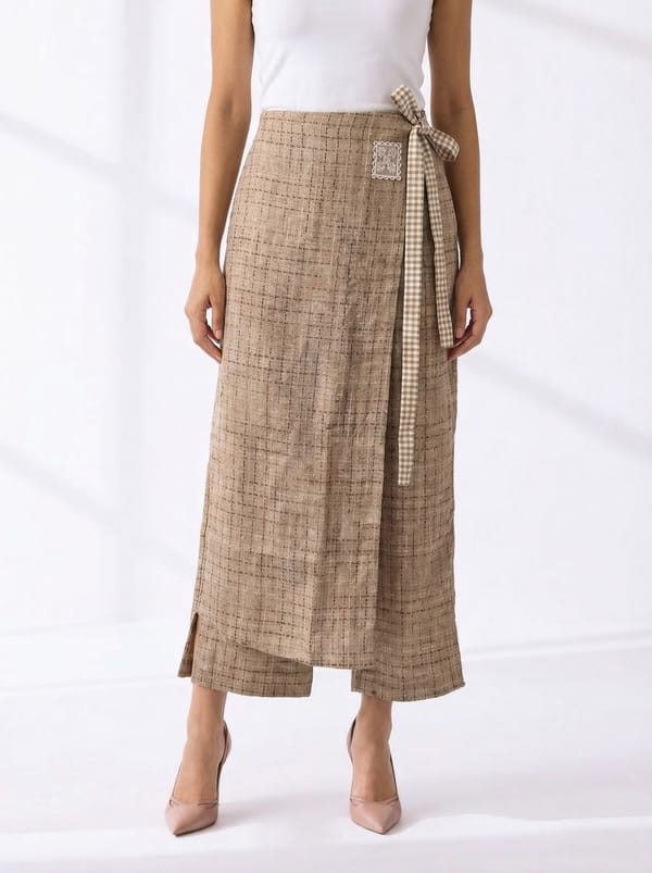 Beige Unisex Wrap Around Trouser — Subtle Shuttle Studio