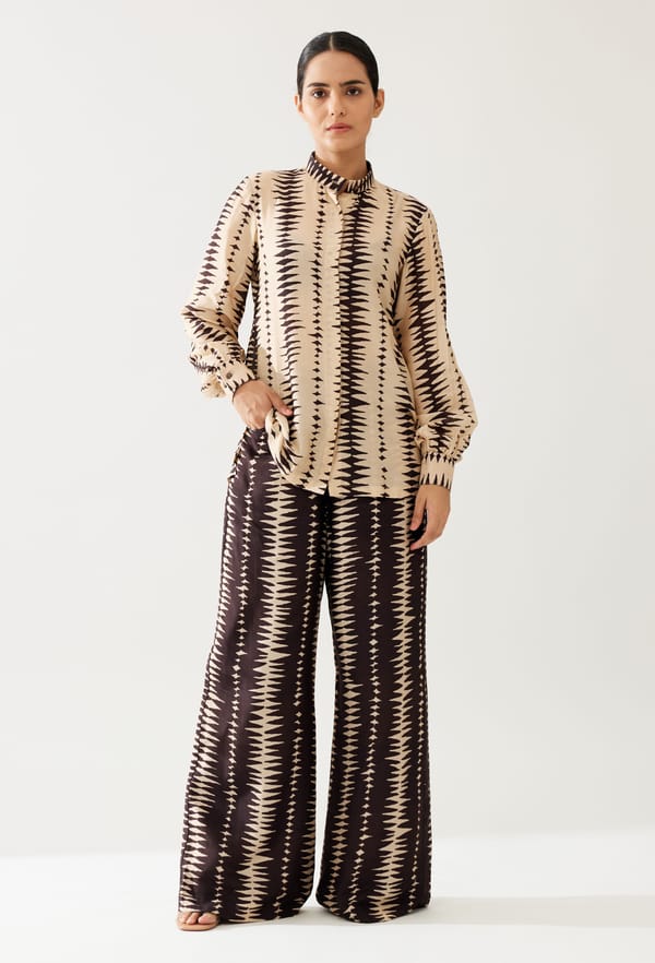 Cream And Dark Brown Shirt — KoAi