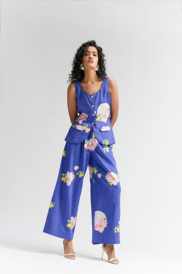 Ellectric Blue  Diza Waist-Coat And Pant Set — Itara an another