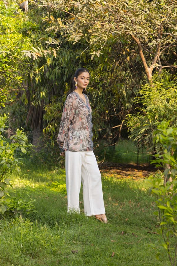 Black Rose Printed Georgette Silk Shirt — DAREISS