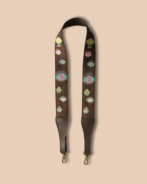 Evil Eye Brown Embroidered Handle - (Only Strap) — DESI DRAMA QUEEN