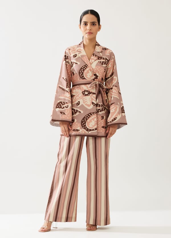 Peach And Cream Stripe Pants — KoAi