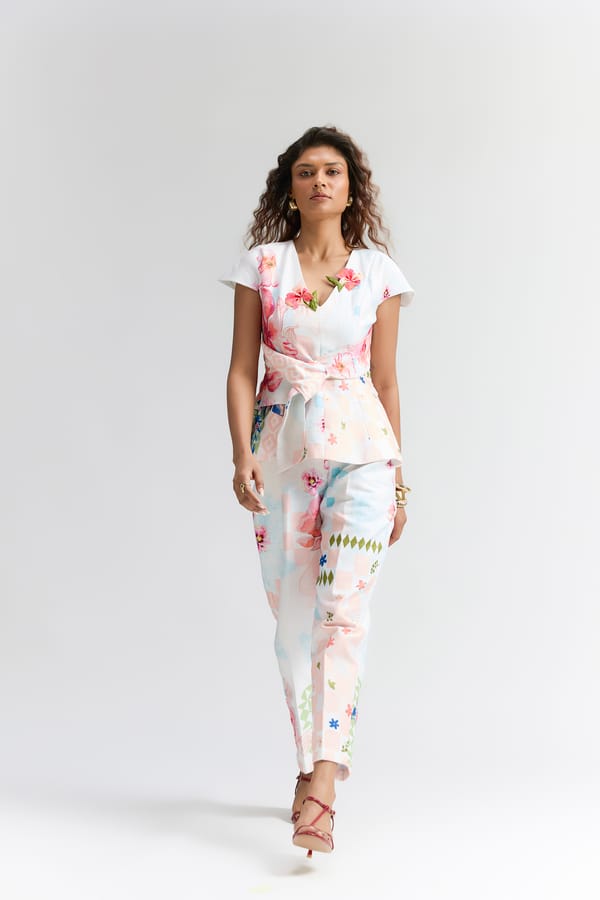 Multi Colour  Abstract Floral Printed  Co-Ord Set — Itara an another