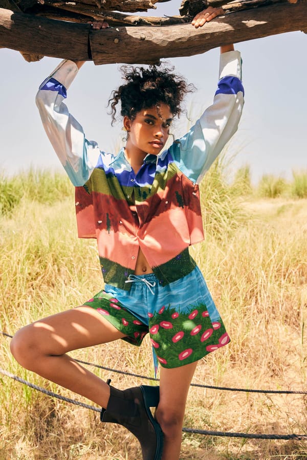 Multicolour Printed High-Rise Drawstring Shorts — Zip by Payal Zinal