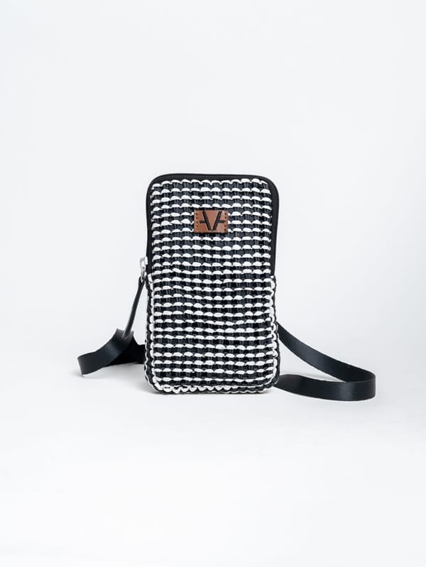 Monochrome Mosaic Mobile Pouch — Avake