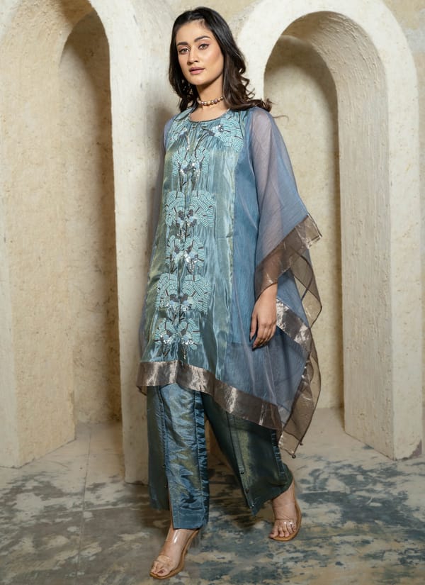 Azure Heritage Kaftan Set — House of Moyra