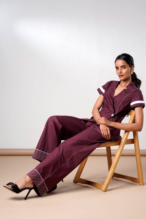 Mocha Wrap Top and Wide-Leg Pants Co-ord Set — Madder Much