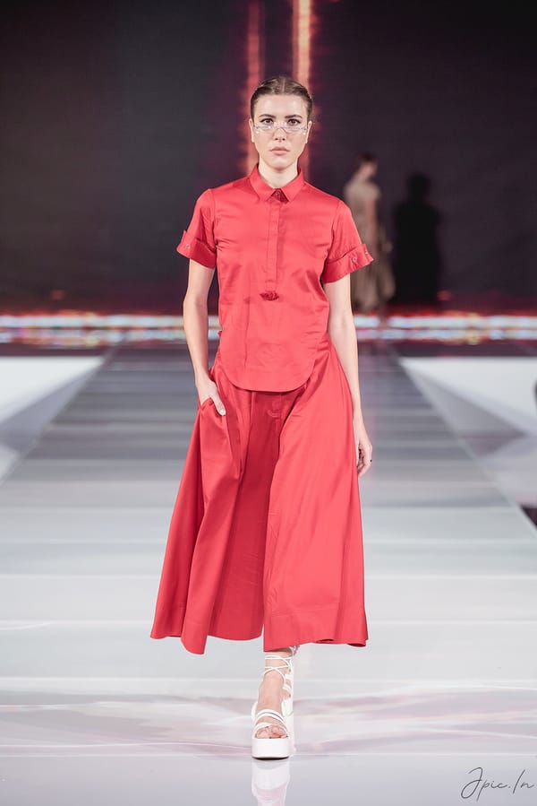 Red Cotton Satin Crop Top and Culotte Co-ord Set — Escape By Aishwarya