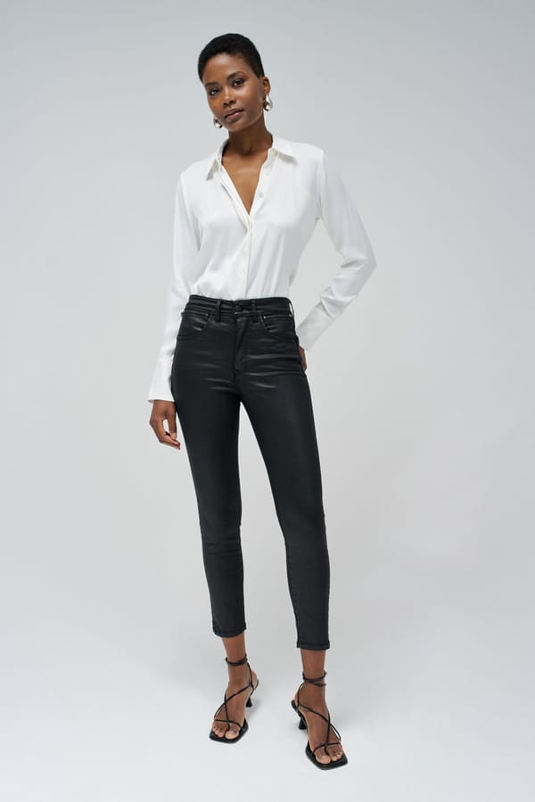 Black Coated High-Waist Cropped Skinny Jeans — SALSA JEANS