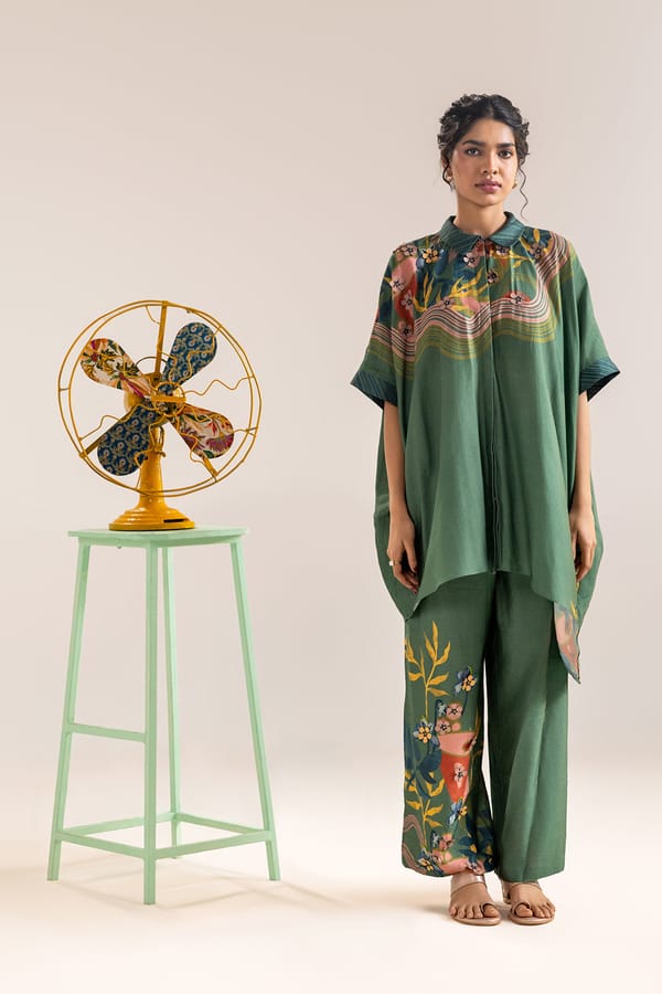 Shirt Collar Flora Embellished Co-Ord Set — SOUP by Sougat Paul