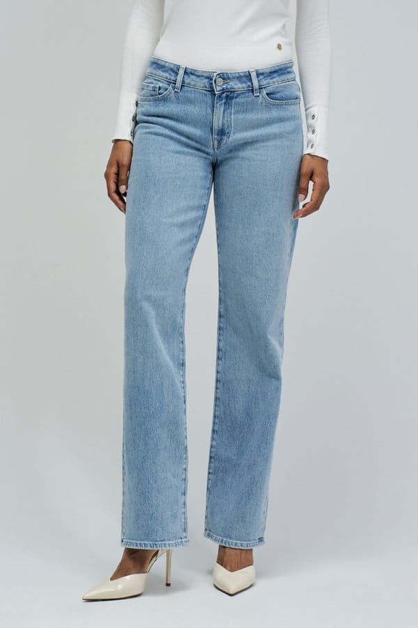 Light Blue Mid-Rise Straight-Leg Jeans — SALSA JEANS