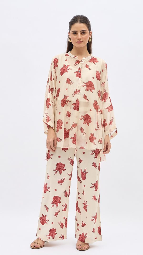 Red Flower Namah Tunic — SHIVANI BHARGAVA