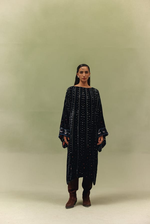 Black Velvet Shooting Stars Printed Poncho — SHOP NOIB